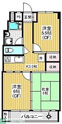 梅田マンション 3Kの間取図画像