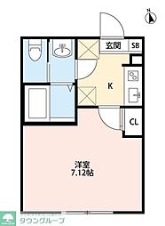 グランシャレー高野 1Kの間取図画像