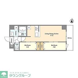 GENOVIA梅島 2LDKの間取図画像