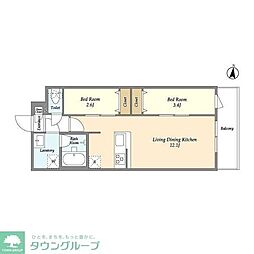 GENOVIA梅島 2LDKの間取図画像