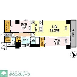 ロイジェント平井 2LDKの間取図画像
