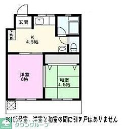 宝ハイツ 1階2Kの間取り