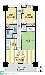 東武伊勢崎線 梅島駅 徒歩18分の賃貸マンション 8階2SLDKの間取り