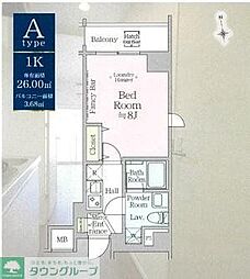 ルフレイムーブル北千住 3階1Kの間取り