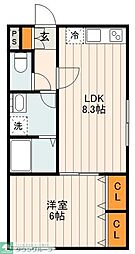 Grado Kita-Ayase 302 3階1LDKの間取り