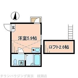 エルプレミア竹ノ塚 3階ワンルームの間取り