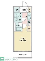京成本線 お花茶屋駅 徒歩8分の賃貸マンション 4階1Kの間取り