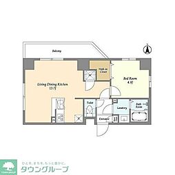 アルファコート谷在家 4階1LDKの間取り