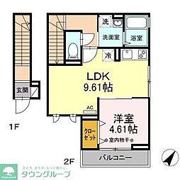 リビエラ　II 2階1LDKの間取り