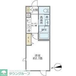 ミューズ新小岩 2階1Kの間取り