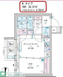 京成押上線 京成立石駅 徒歩10分の賃貸マンション 2階1DKの間取り