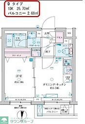京成押上線 京成立石駅 徒歩10分の賃貸マンション 2階1DKの間取り