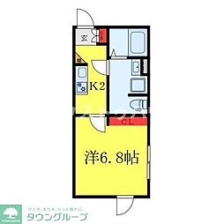 ヒルズコート北千住 2階1Kの間取り