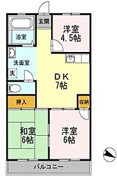 メゾン細田 3階3DKの間取り