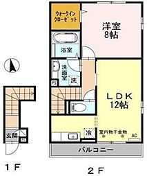 ルミエール　ドゥ 2階1LDKの間取り