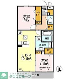 レイストリーフ 1階2LDKの間取り