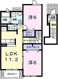 プリムローズ 2階2LDKの間取り