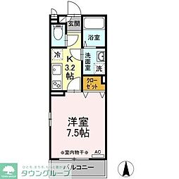 パルズ　プレイス 2階1Kの間取り