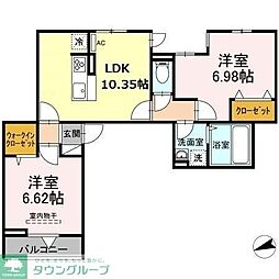 セレスティア四つ木II 3階2LDKの間取り