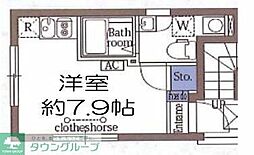 ルシオ北千住 4階ワンルームの間取り