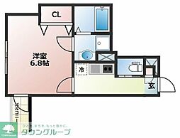 プルミエII 2階1Kの間取り