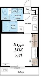 リブリ・Mdi 足立I 1階1Kの間取り