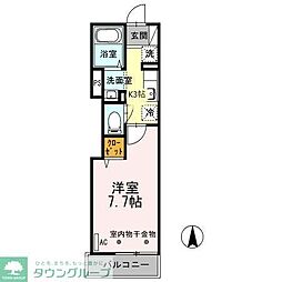 ビクロス 2階1Kの間取り