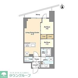 コンフォリア竹ノ塚イースト 7階2LDKの間取り