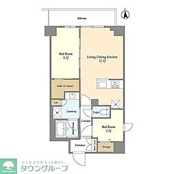 コンフォリア竹ノ塚イースト 4階2LDKの間取り