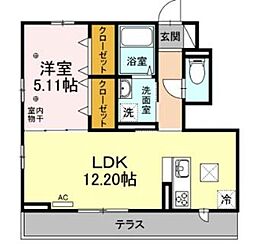 さくら郷 1階1LDKの間取り