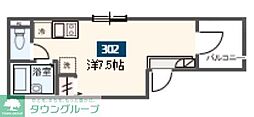 日暮里舎人ライナー 扇大橋駅 徒歩8分の賃貸アパート 3階ワンルームの間取り
