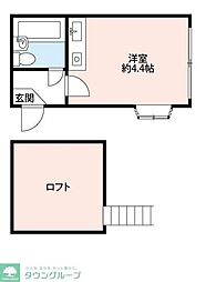 東武伊勢崎線 西新井駅 徒歩5分の賃貸アパート 2階ワンルームの間取り