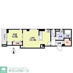 東京メトロ千代田線 北千住駅 徒歩4分の賃貸マンション 1階1LDKの間取り