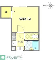 日暮里舎人ライナー 江北駅 徒歩7分の賃貸アパート 2階1Kの間取り