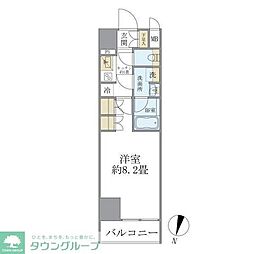 ＣＯＣＯ−ＣＨＩＬＬ　ＫＡＭＥＡＲＩ 8階1Kの間取り