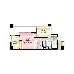 ＬＡＮＡＩ　Ｔ　ＧＡＲＤＥＮ 6階2LDKの間取り