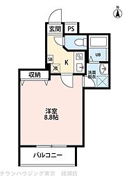 ガーデンフォレスト親水公園 2階1Kの間取り