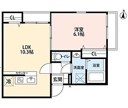グランクオール西綾瀬 1階1LDKの間取り