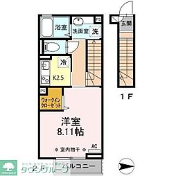 ラッテ 2階1Kの間取り
