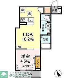 日暮里舎人ライナー 谷在家駅 徒歩12分の賃貸アパート 2階1LDKの間取り