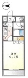 シェルル江北 2階1Kの間取り