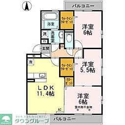 リドアイカ　Ａ棟 2階3LDKの間取り