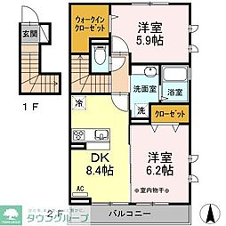 ferio 2階2DKの間取り