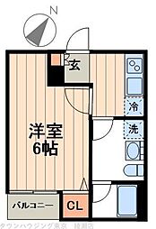 東京メトロ千代田線 北綾瀬駅 徒歩8分の賃貸アパート 2階1Kの間取り