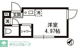 JR常磐線 金町駅 徒歩6分の賃貸アパート 2階ワンルームの間取り