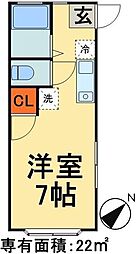 都営浅草線 押上駅 徒歩7分の賃貸アパート 2階ワンルームの間取り