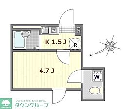 日暮里舎人ライナー 江北駅 徒歩11分の賃貸アパート 3階1Kの間取り