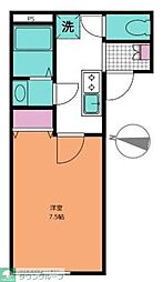 東武伊勢崎線 竹ノ塚駅 徒歩10分の賃貸アパート 2階1Kの間取り