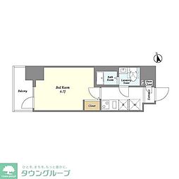 京成押上線 四ツ木駅 徒歩5分の賃貸マンション 8階1Kの間取り