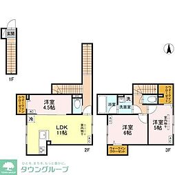 東武伊勢崎線 竹ノ塚駅 徒歩11分の賃貸アパート 3階3LDKの間取り